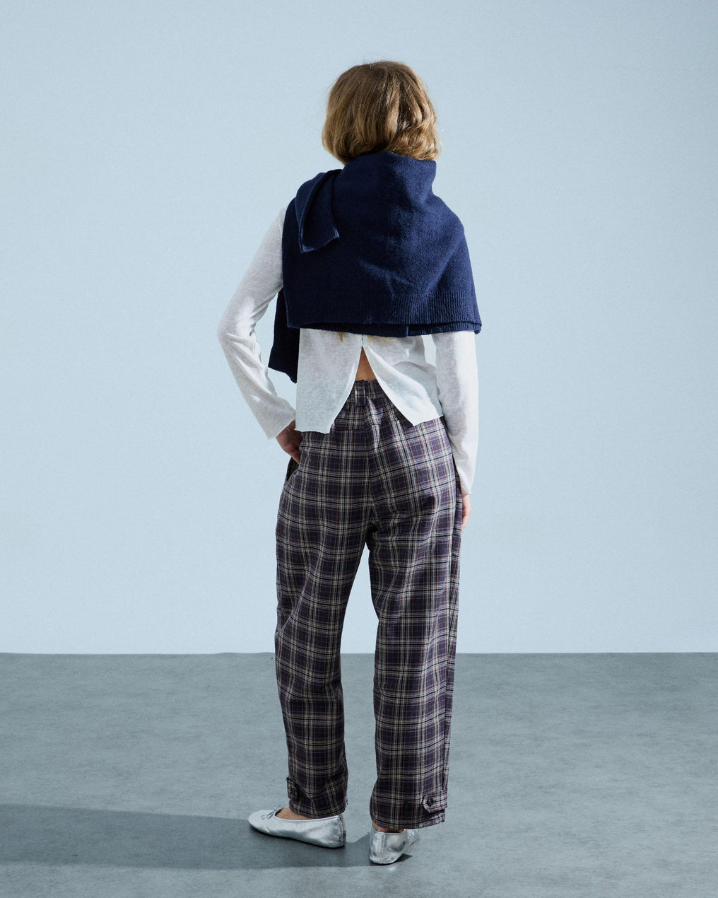 Pantalón Canesú Cuadros Marrón