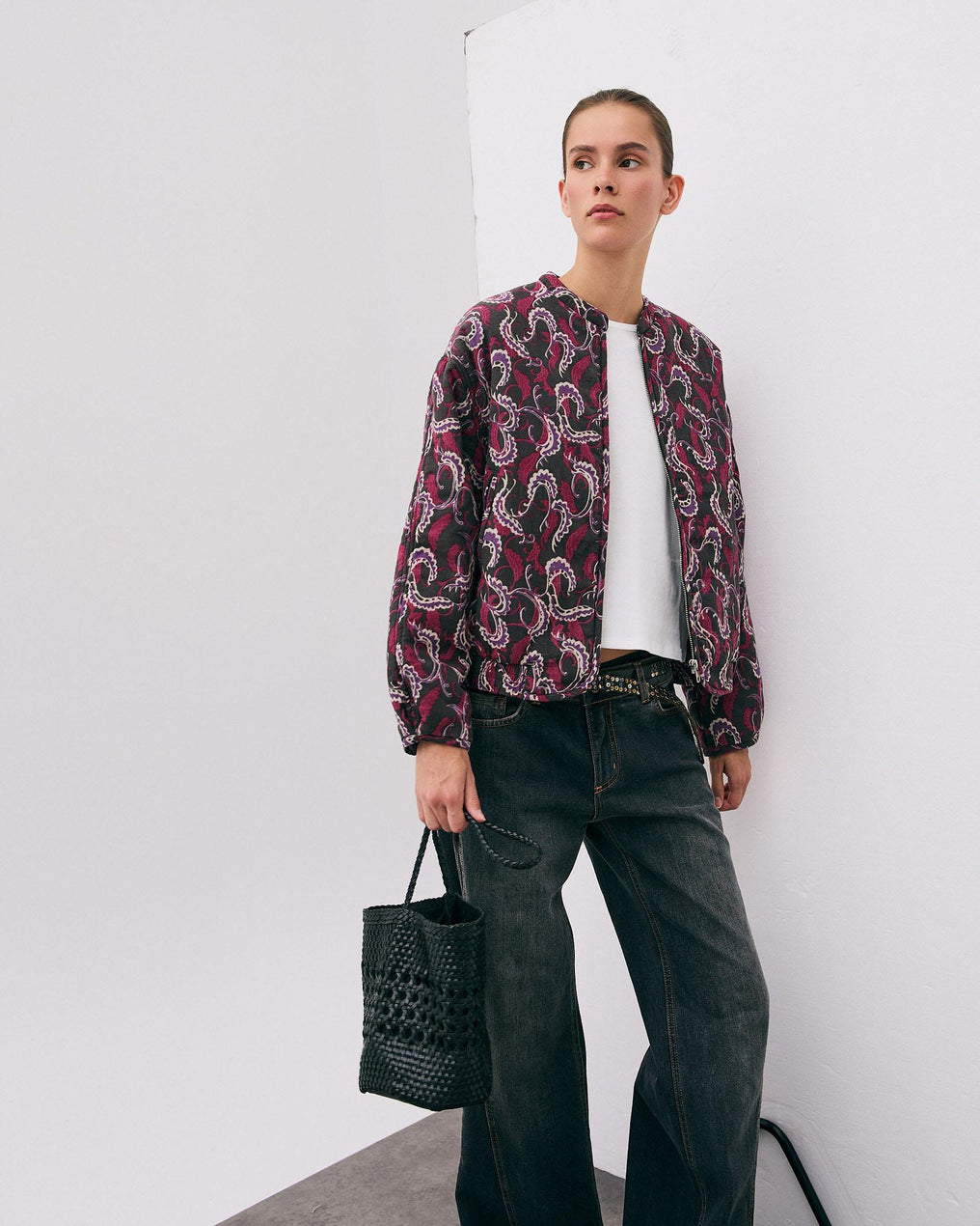 Chaqueta Bomber Estampado Antracita