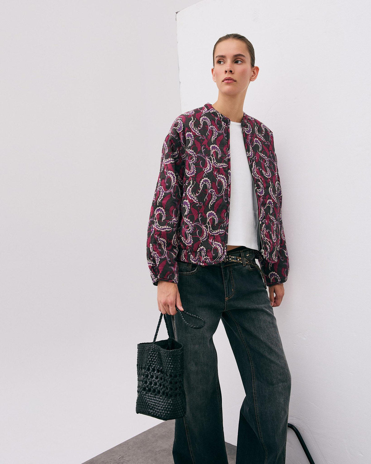 Chaqueta Bomber Estampado Antracita