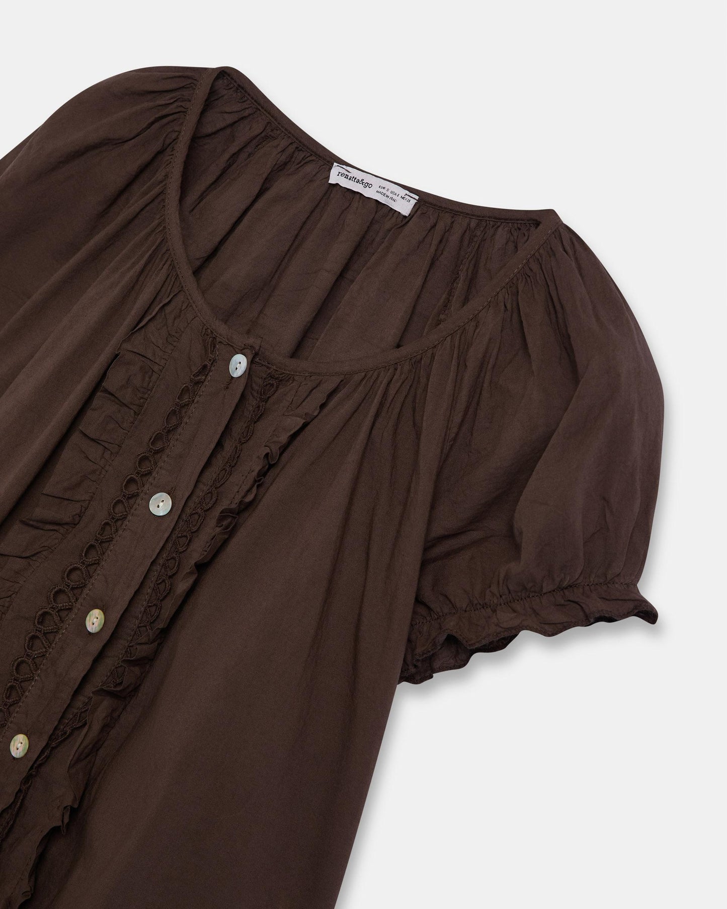 Blusa Botones Volantes Ondas Marrón