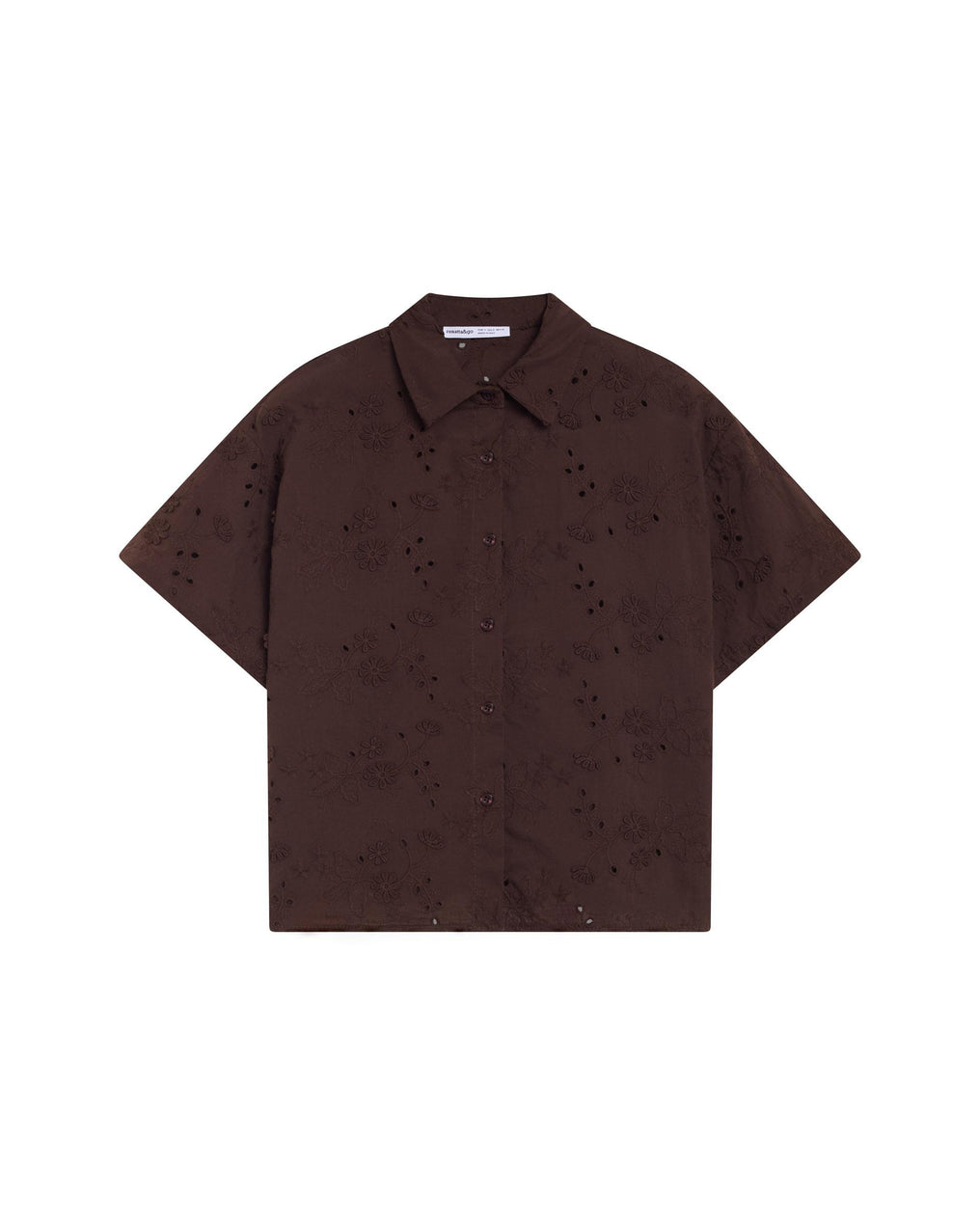 Chemise Manche Courte Ajourés Marron