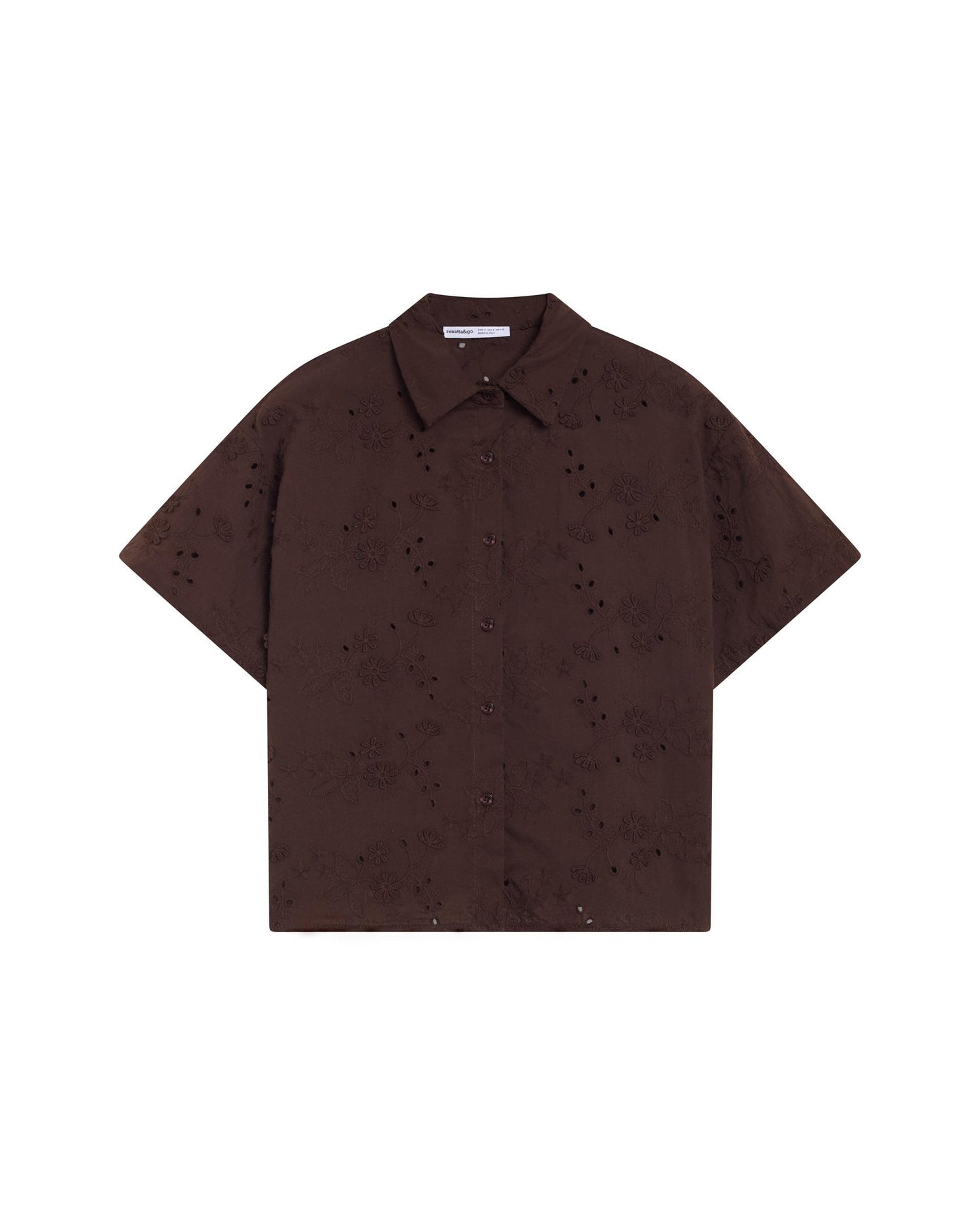 Chemise Manche Courte Ajourés Marron