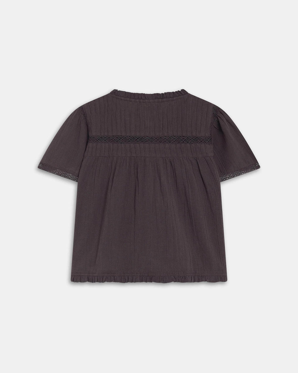 Blusa Manga Corta Puntillas Antracita