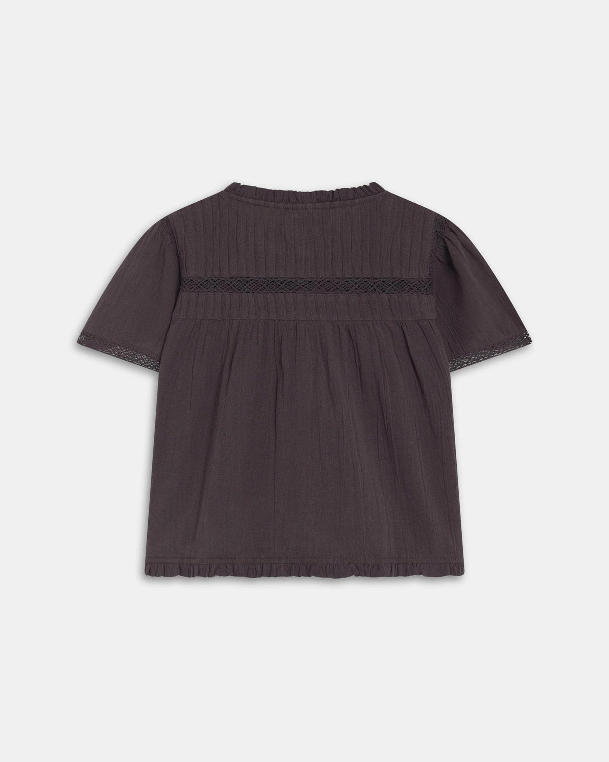 Blusa Manga Corta Puntillas Antracita