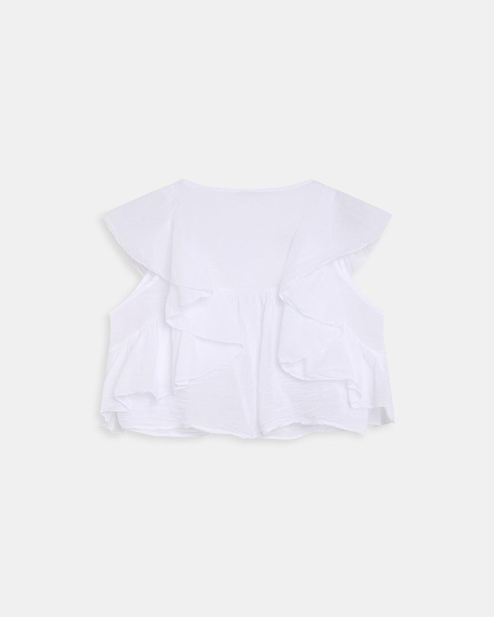 Blusa Botones Volantes Blanca