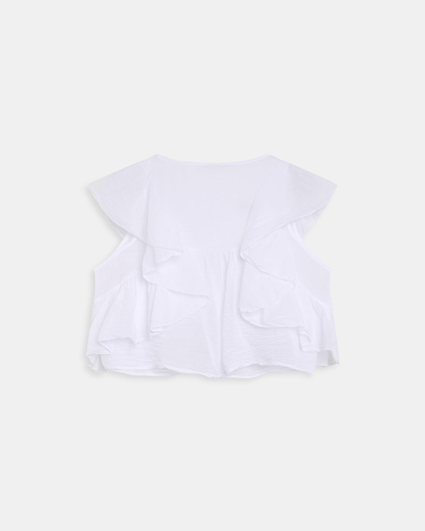 Blusa Botones Volantes Blanca