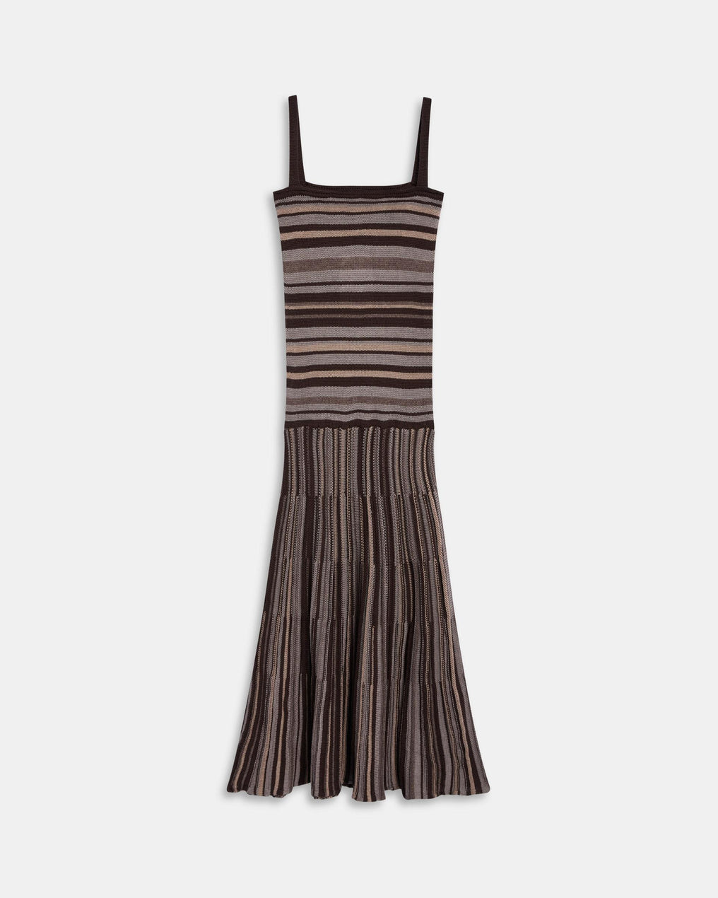 Robe Maille Rayures Marron