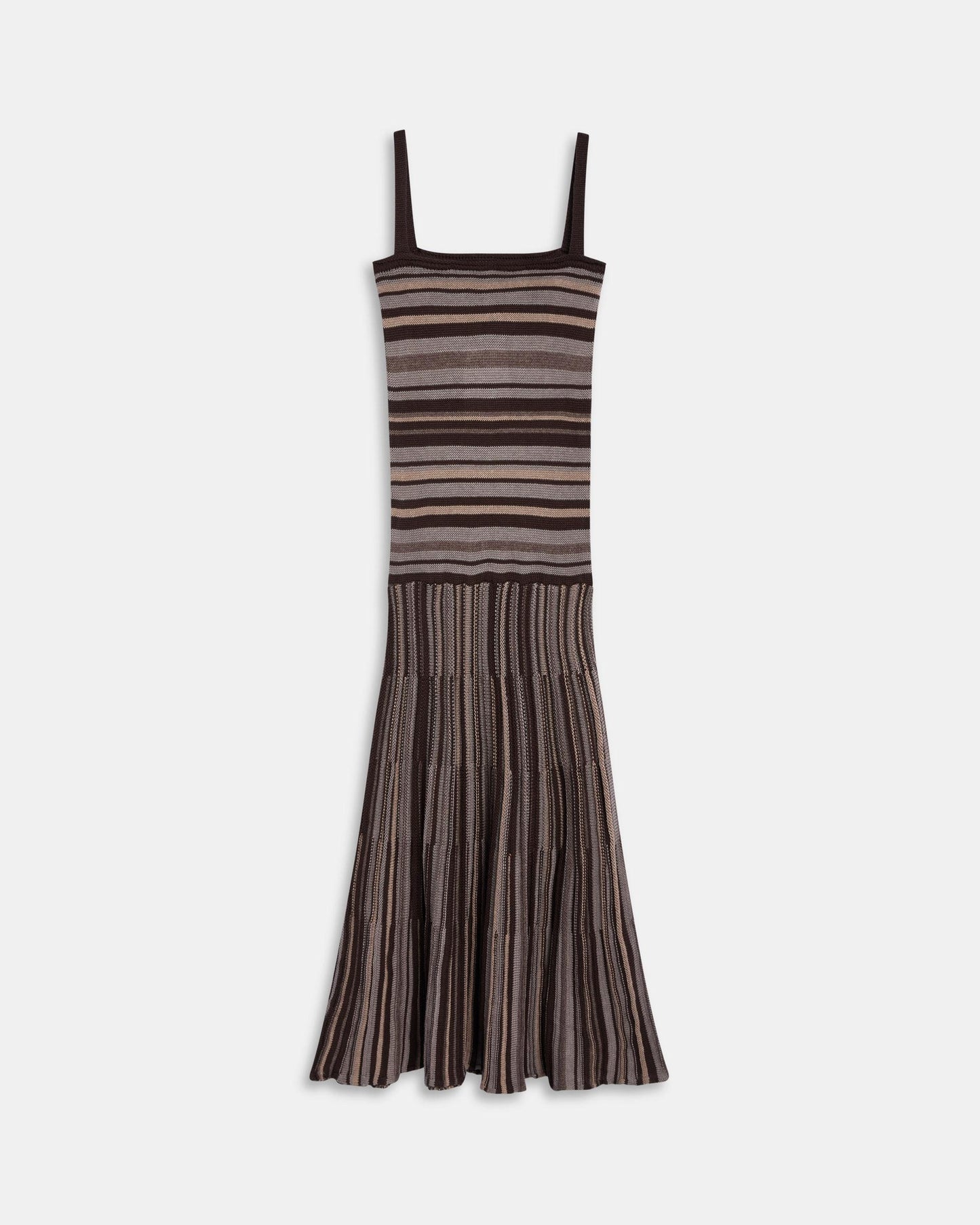 Robe Maille Rayures Marron