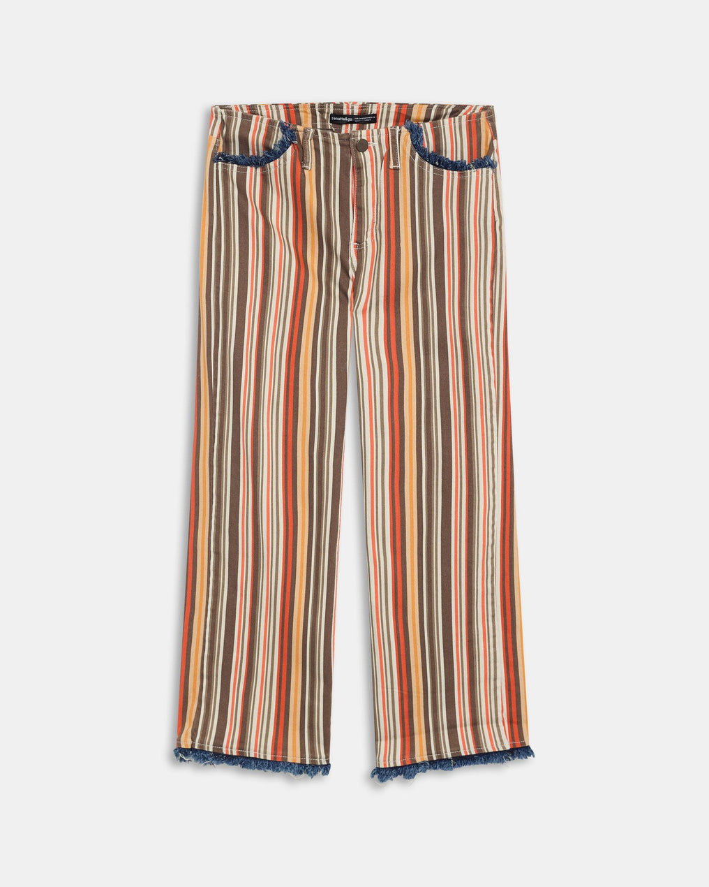 Jeans Effilochés Rayures Multicolore