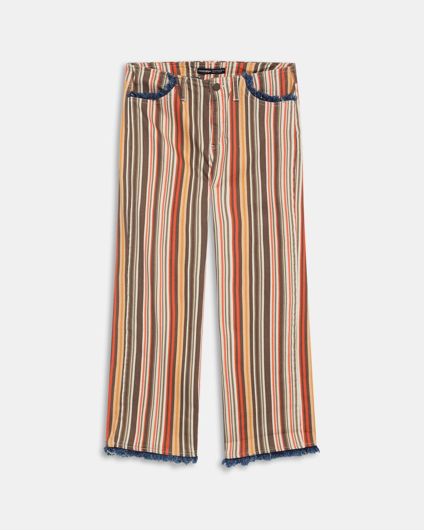 Jeans Effilochés Rayures Multicolore