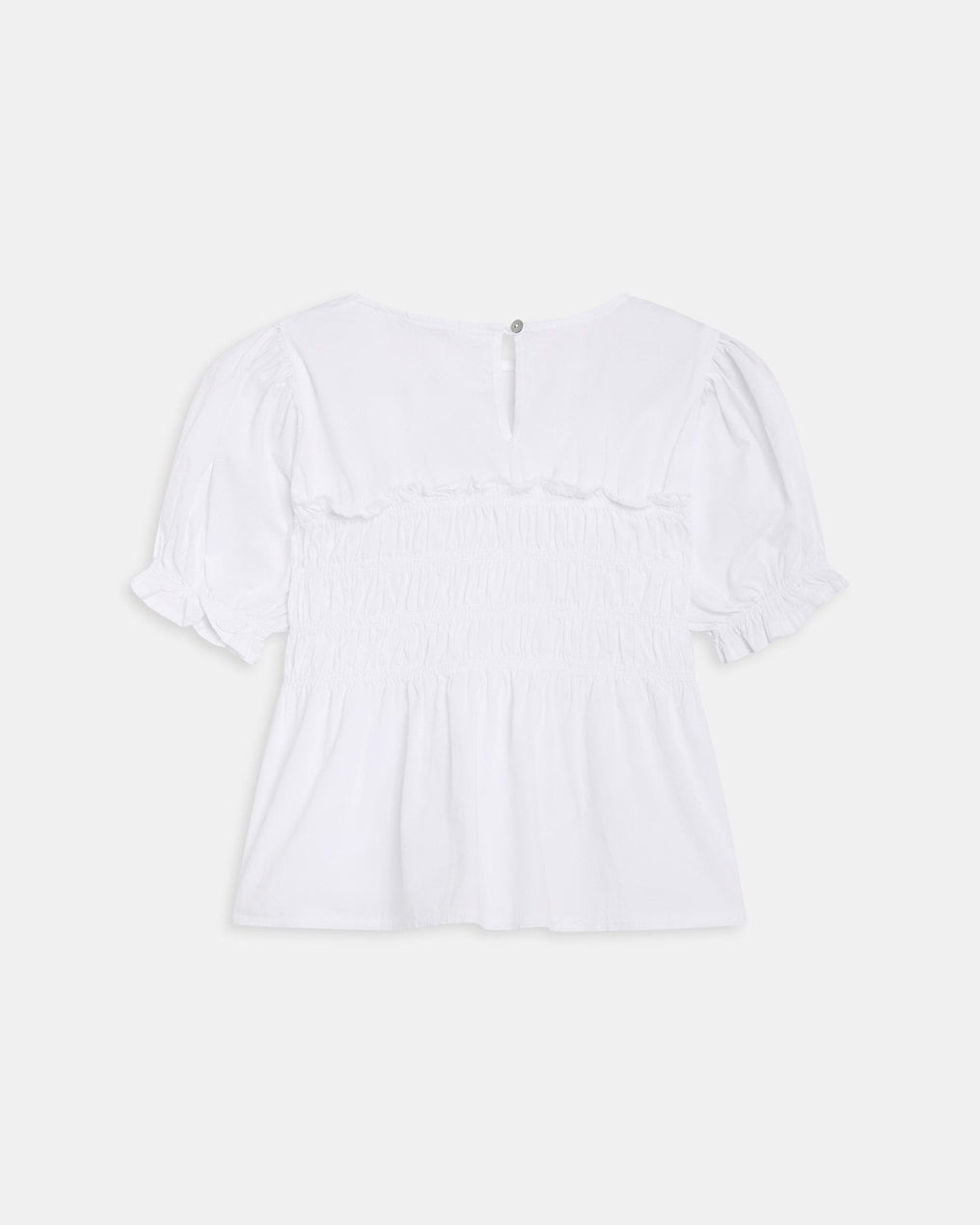 Blusa Manga Abullonada Gomas Blanca