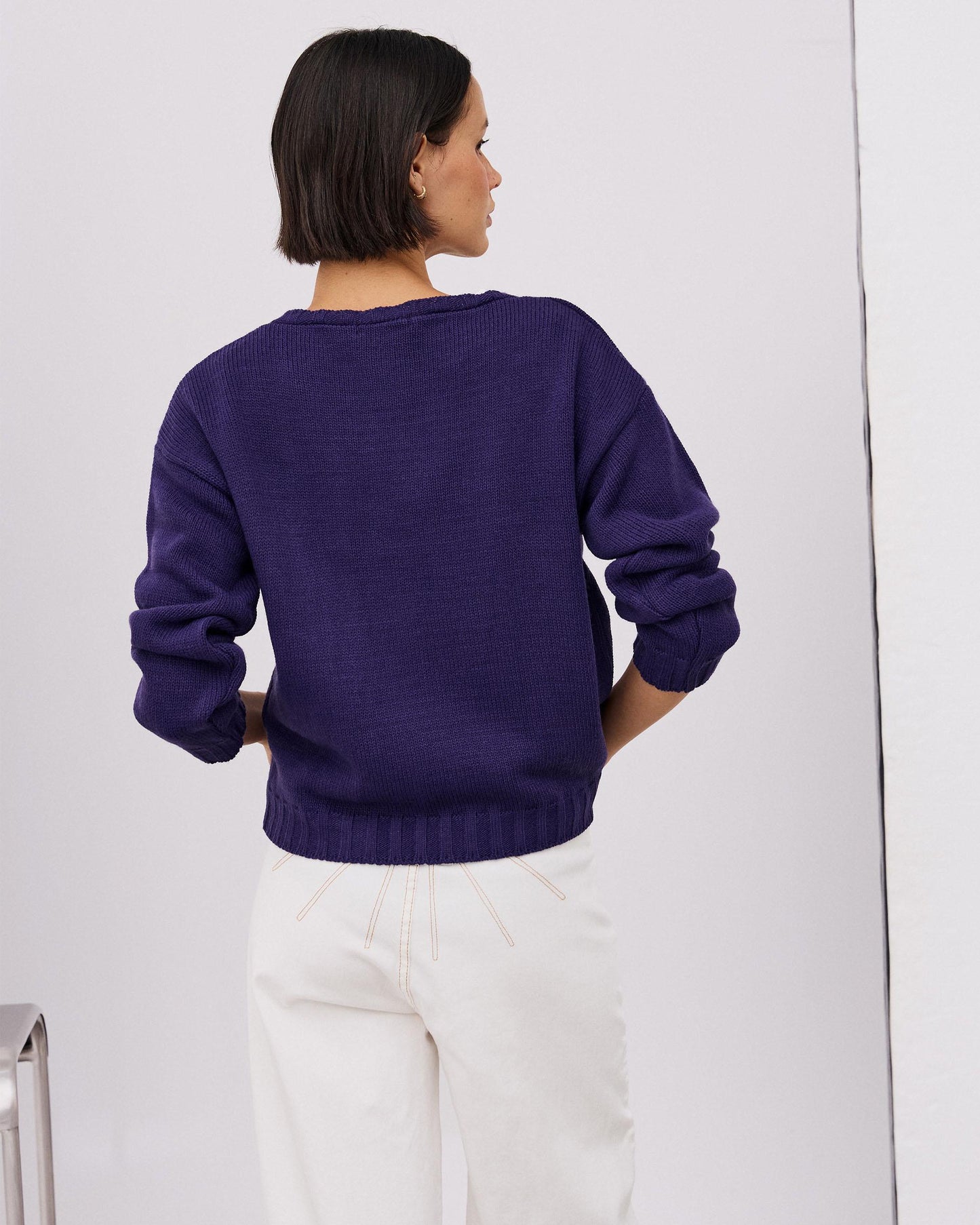 Chaqueta Punto Alamares Laterales Morado