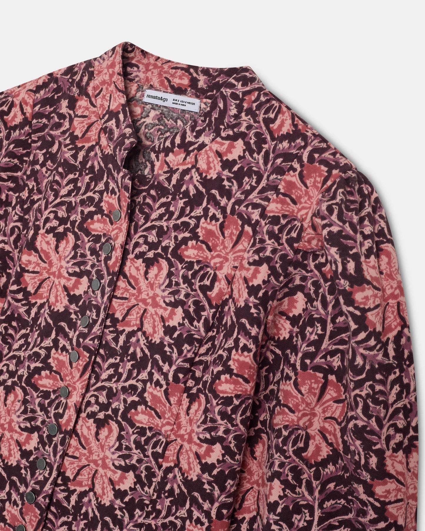 Veste Boutons Imprimé Floral Rose