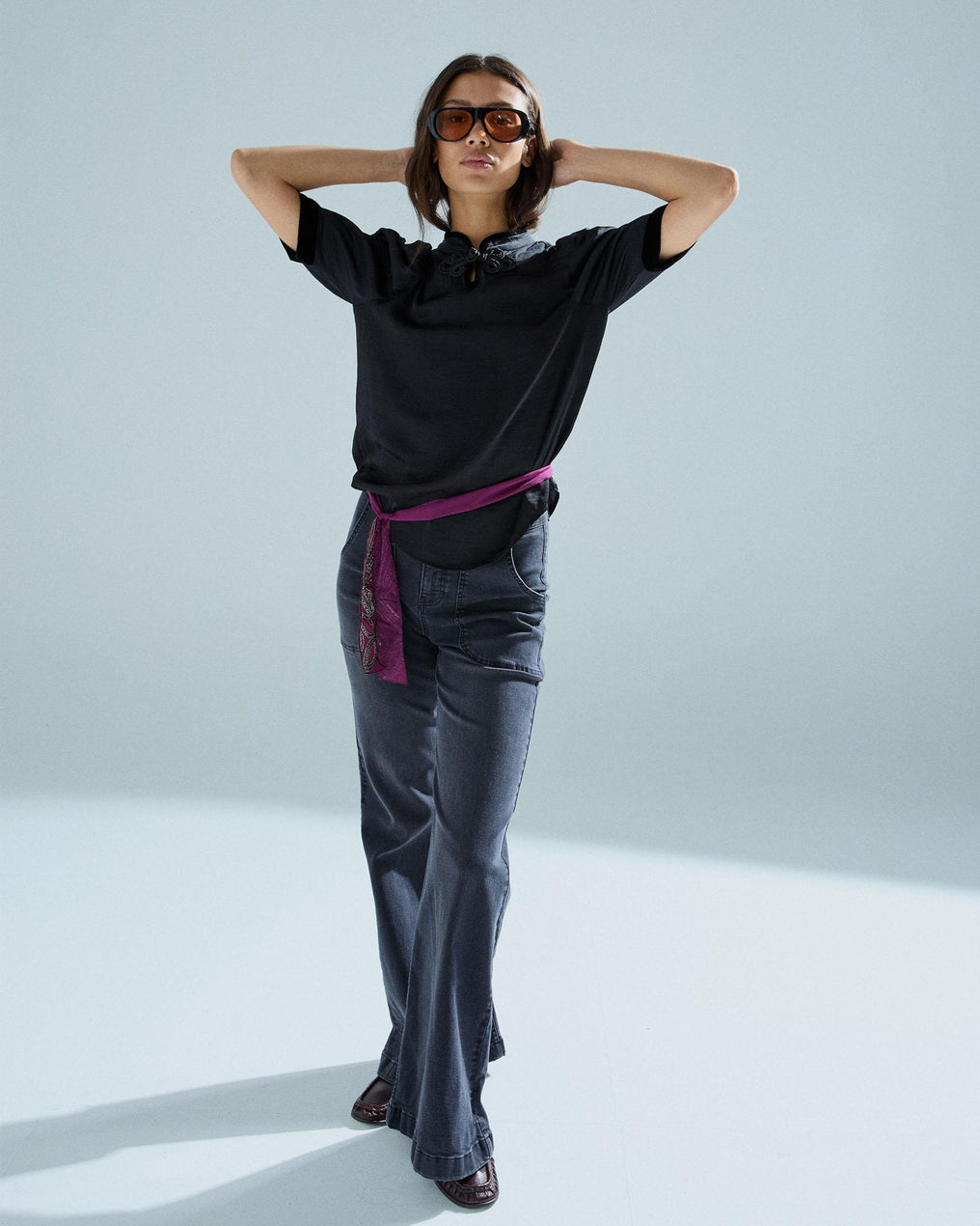 Blusa Alamar Detalle Terciopelo Negro