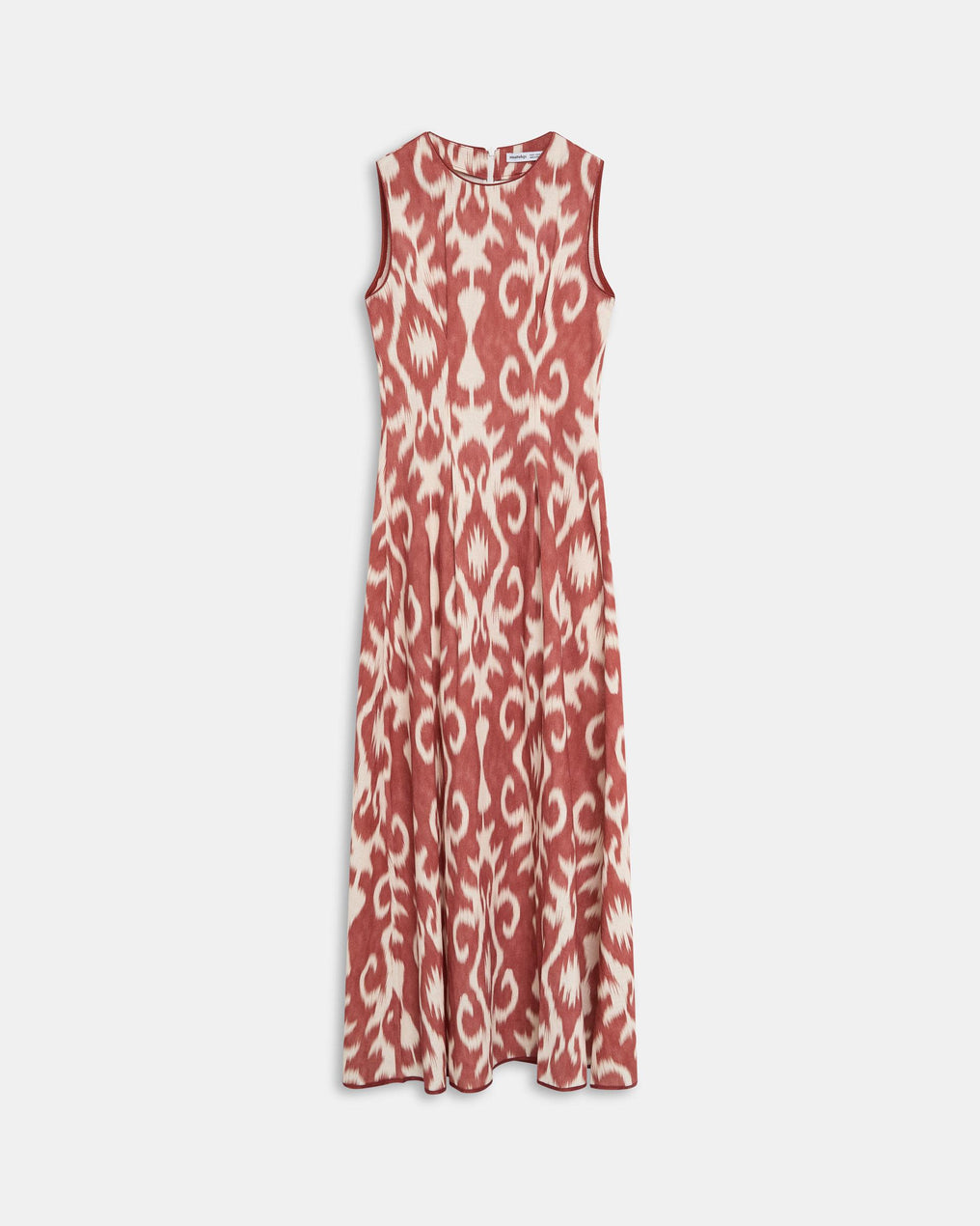 Ethnic Print Sleeveless Terracotta Dress