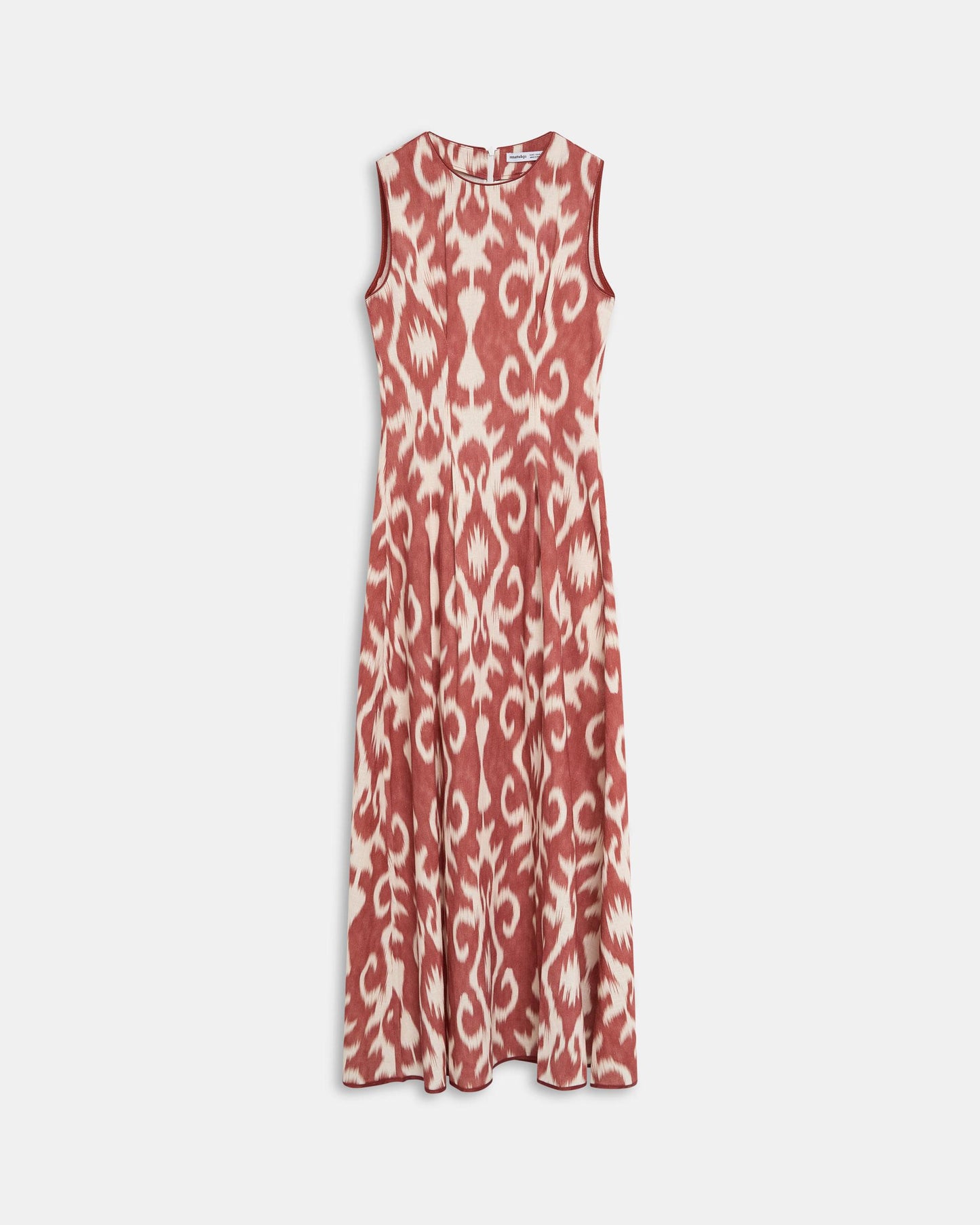 Ethnic Print Sleeveless Terracotta Dress