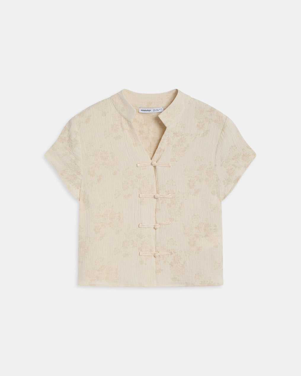 Top Jacquard Imprimé Floral Écru