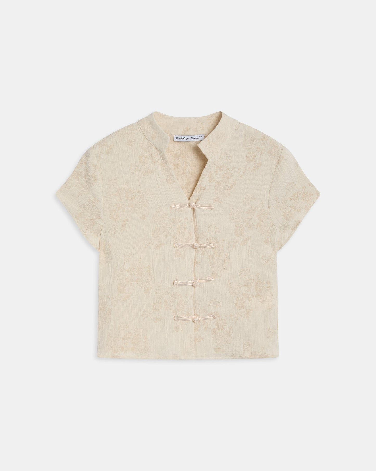 Top Jacquard Imprimé Floral Écru