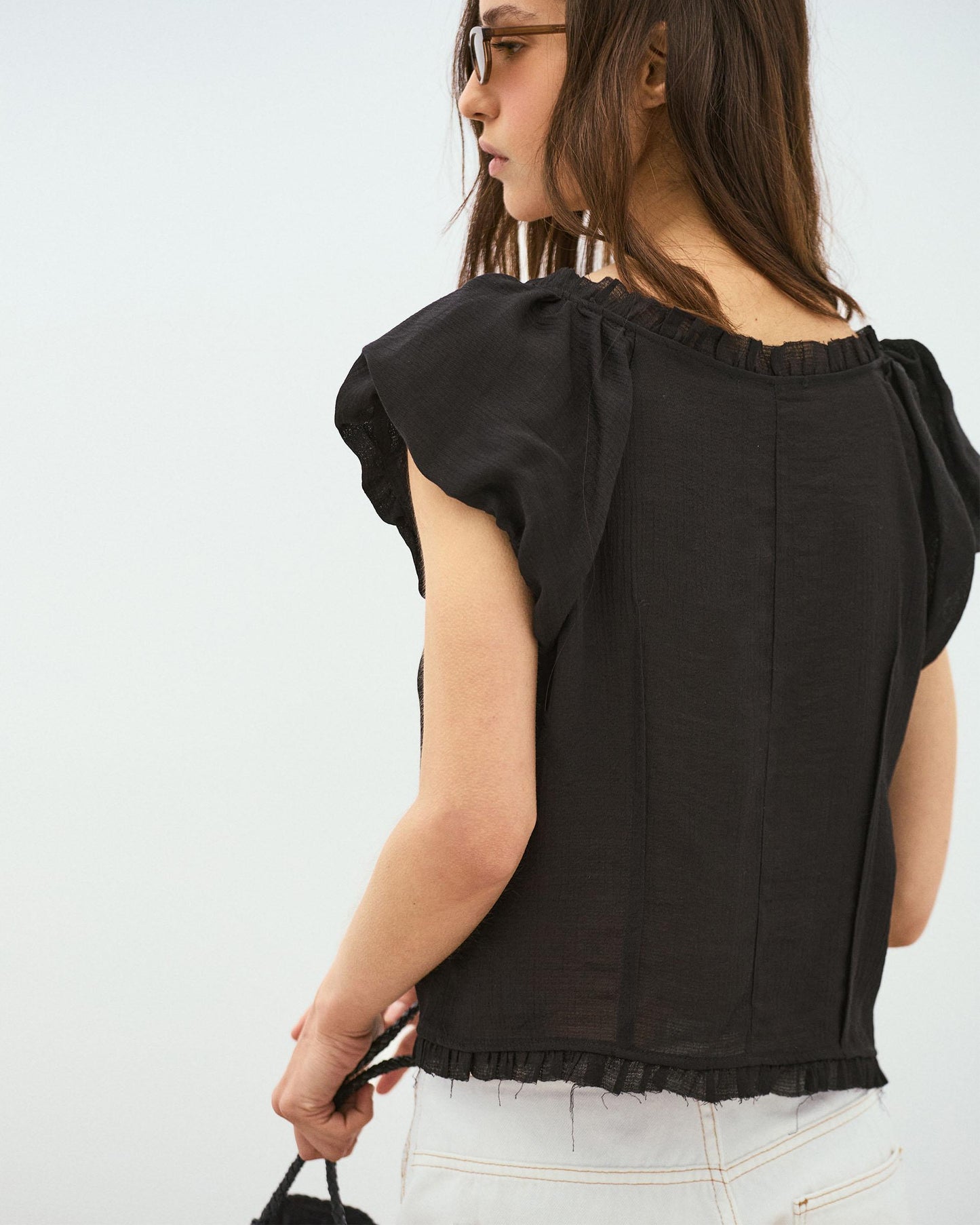 Blusa Lazadas Delanteras Negro