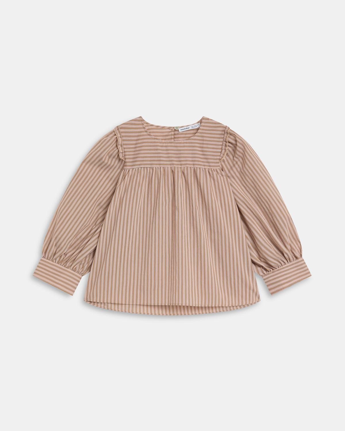 Blouse Rose à Rayures et Empiècement