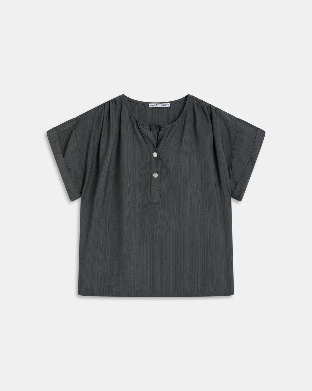 Blusa Fluida Escote Pico Botones Antracita