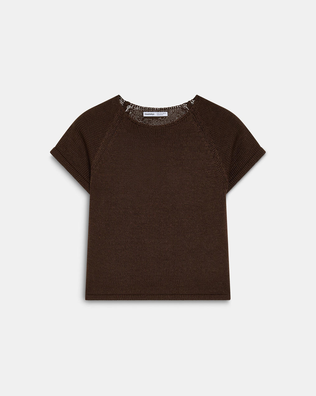 Brown Short Sleeve Knit Top