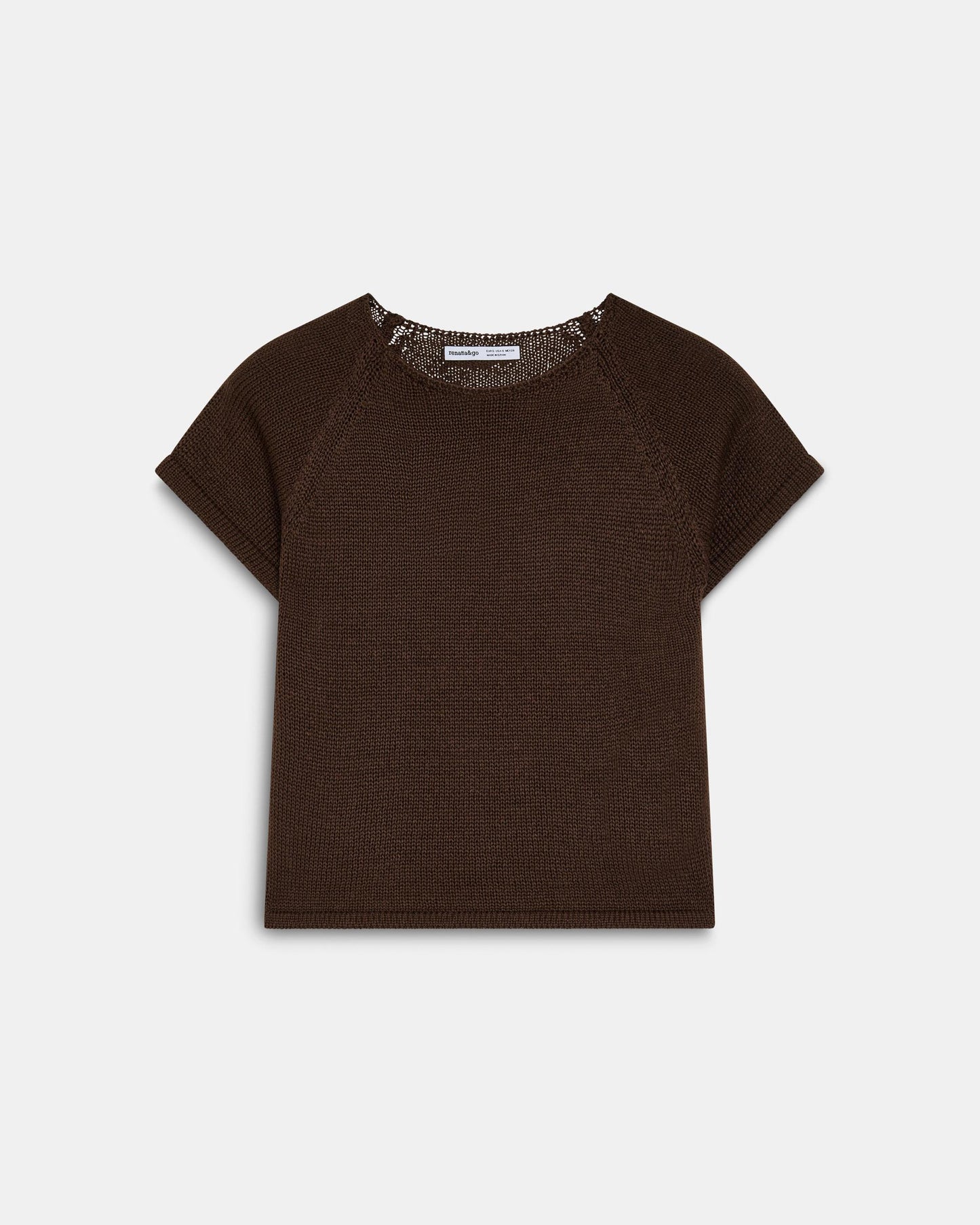 Brown Short Sleeve Knit Top