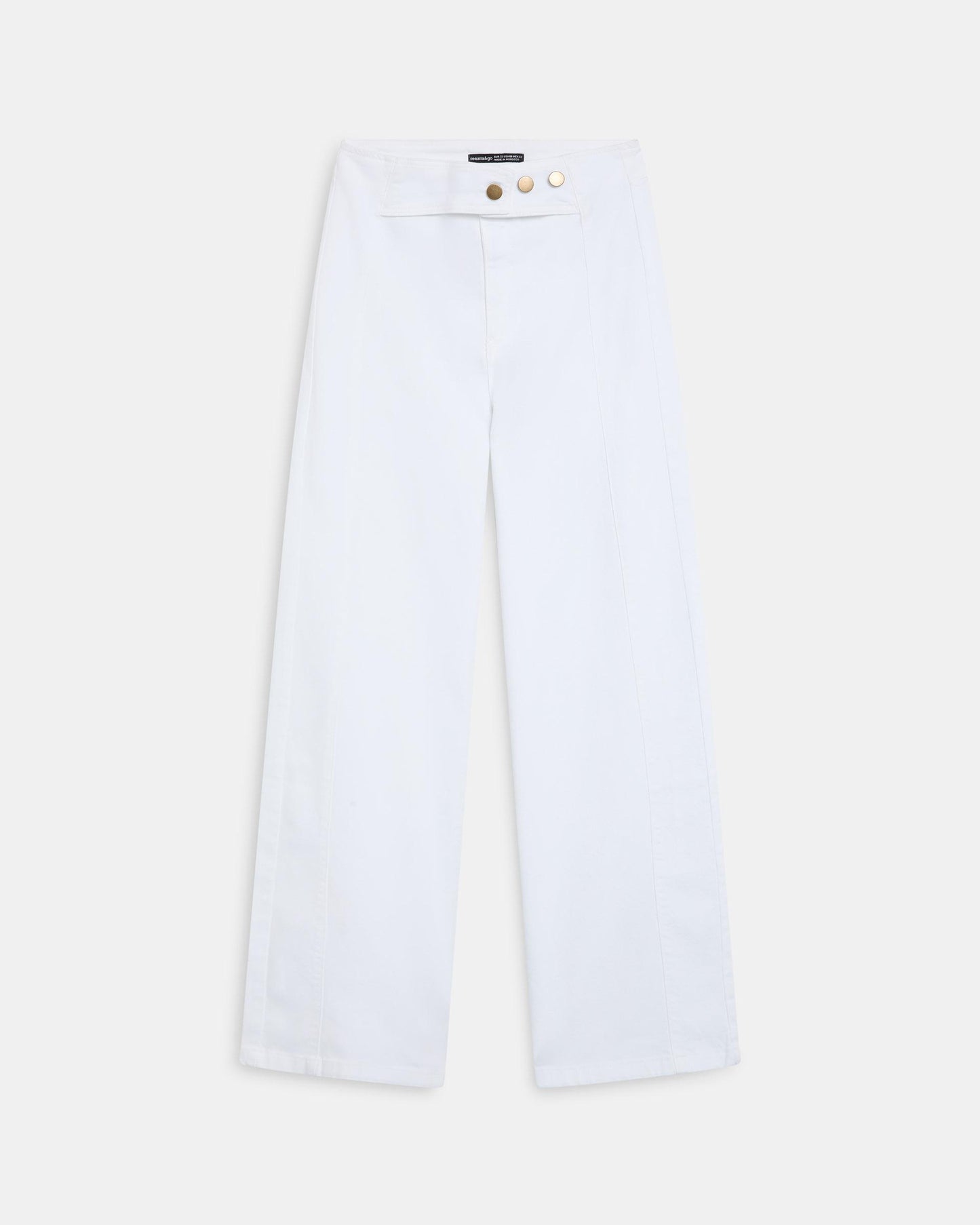 Jeans Cinturilla Pieza Botones Blanco