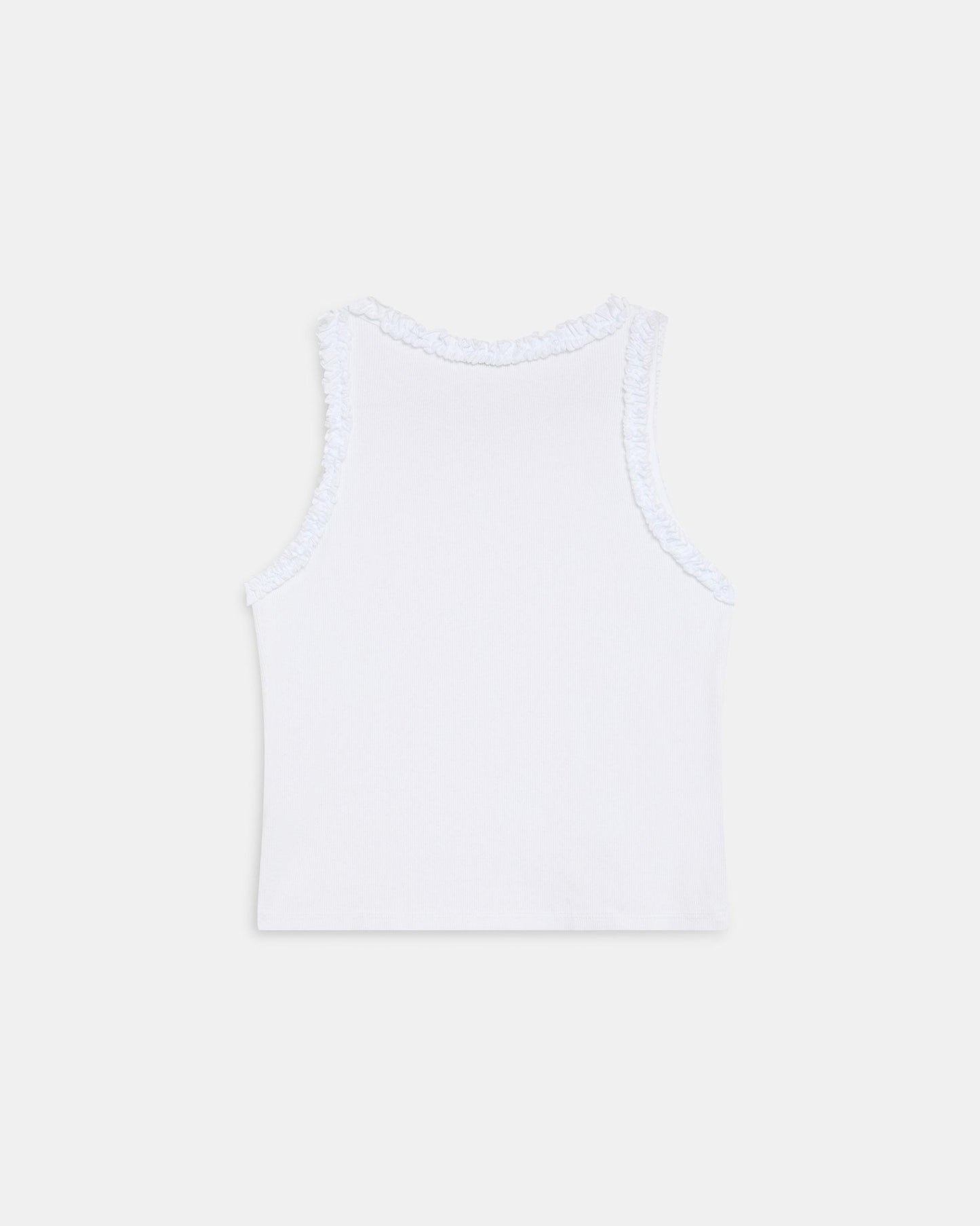 White Ruffle Tank Top