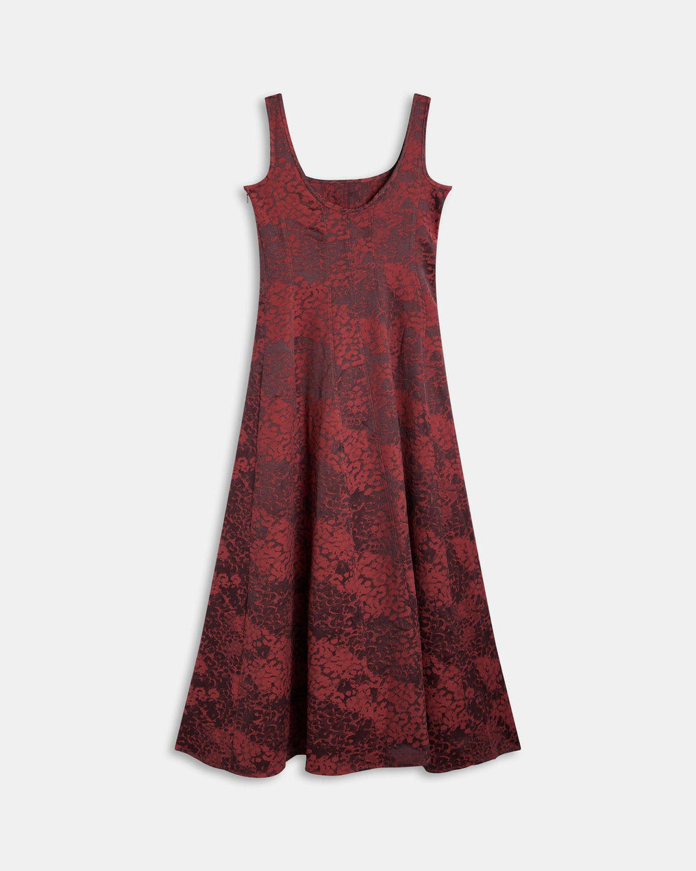 Vestido Alças Nervuras Jacquard Grená