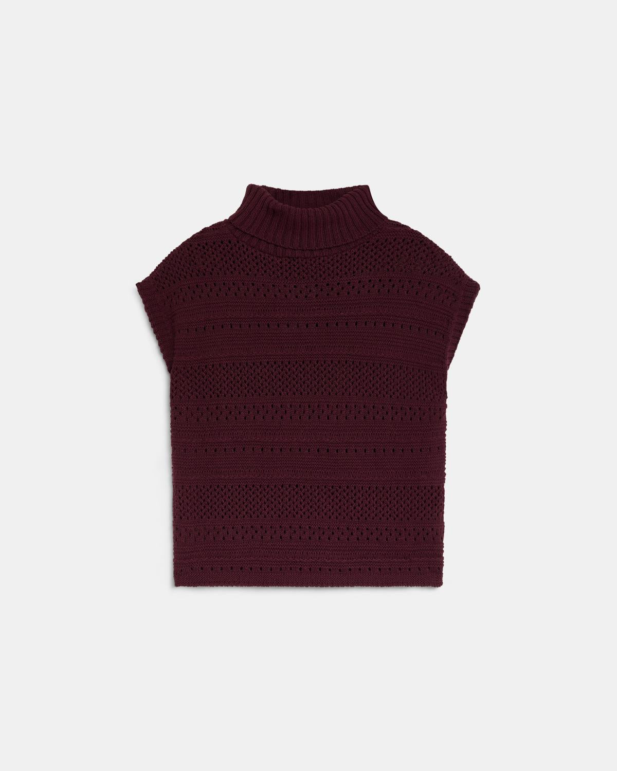 Chaleco Troquelado Cuello Alto Granate