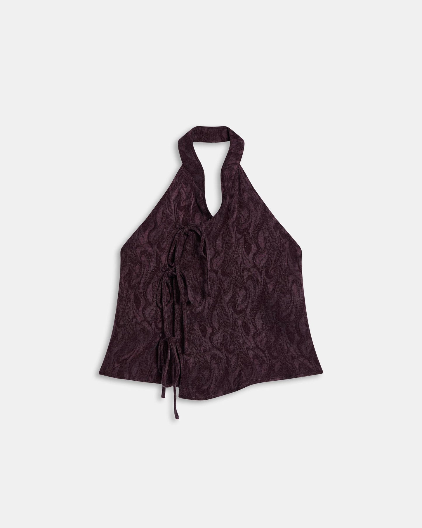 Top Halter Laçadas Jacquard Roxo