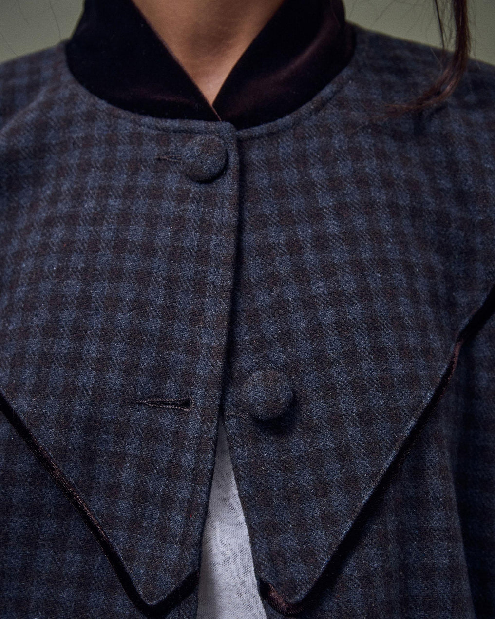 Bomber Terciopelo Contraste Mezcla Lana Marrón