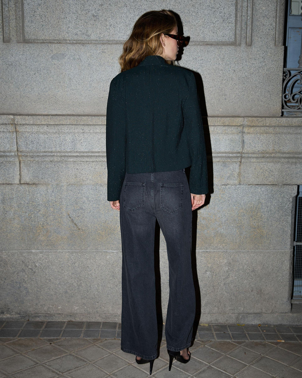 Black Lurex Striped Knit Jacket