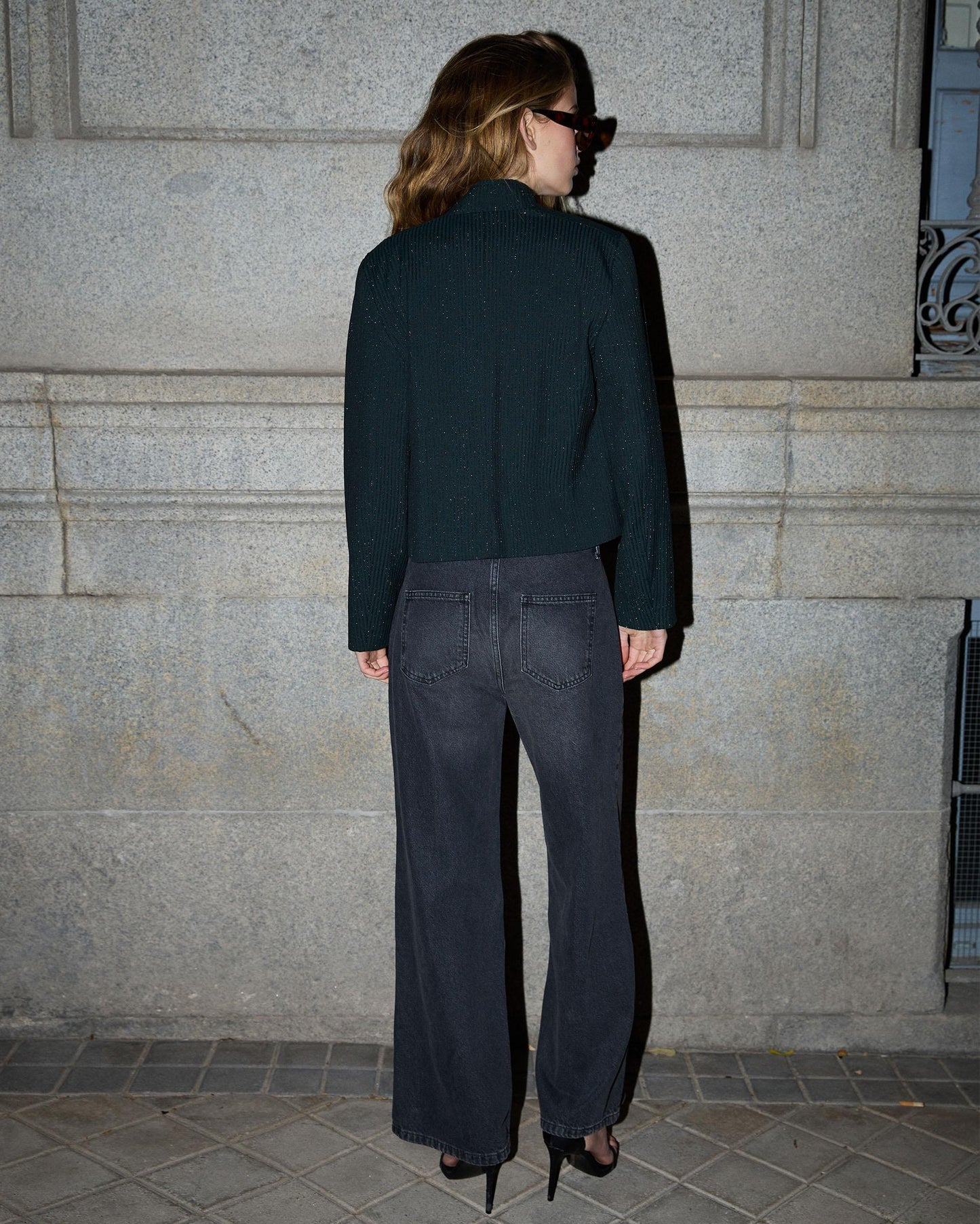 Black Lurex Striped Knit Jacket