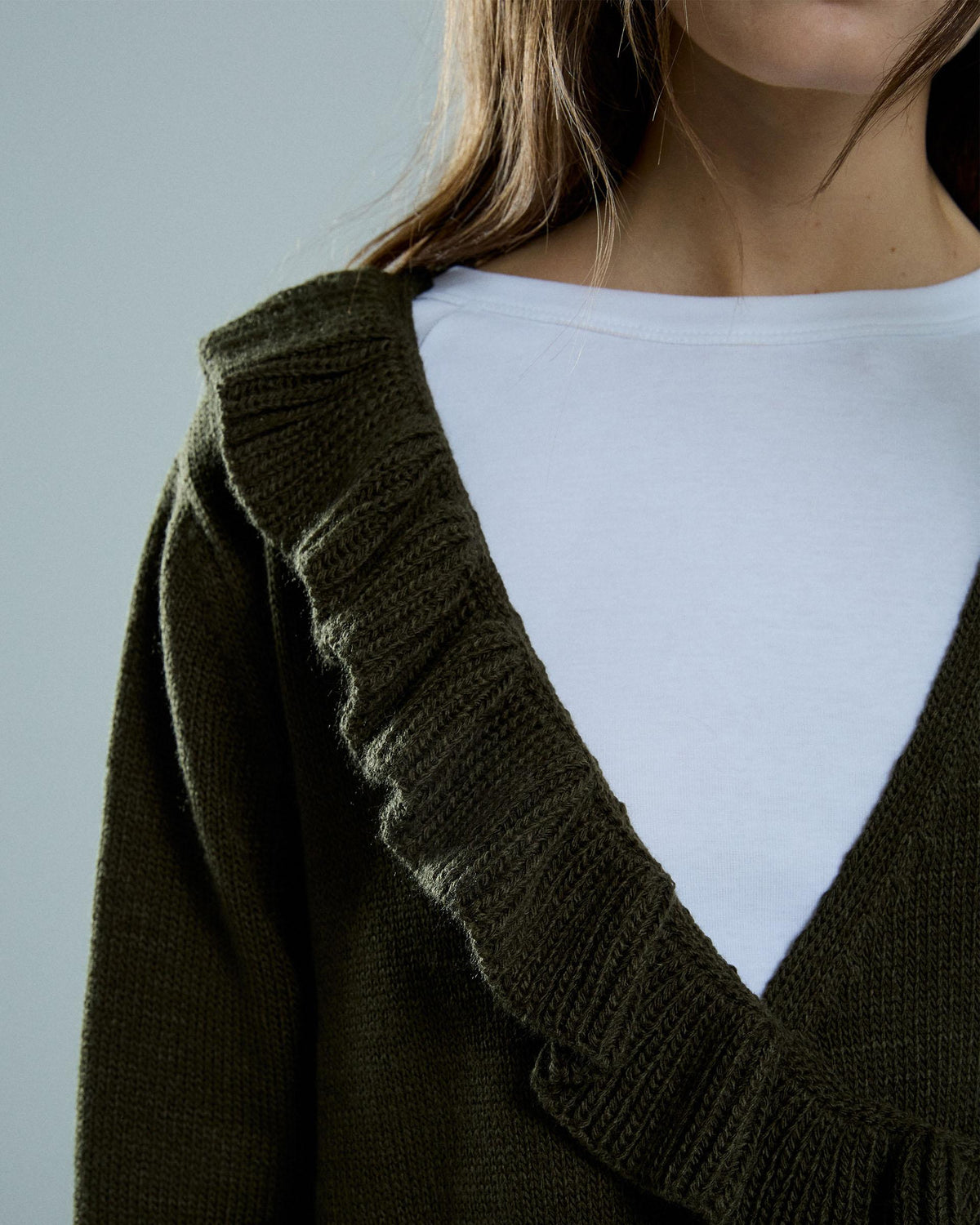Chaqueta Cruzada Volante Verde Oscuro
