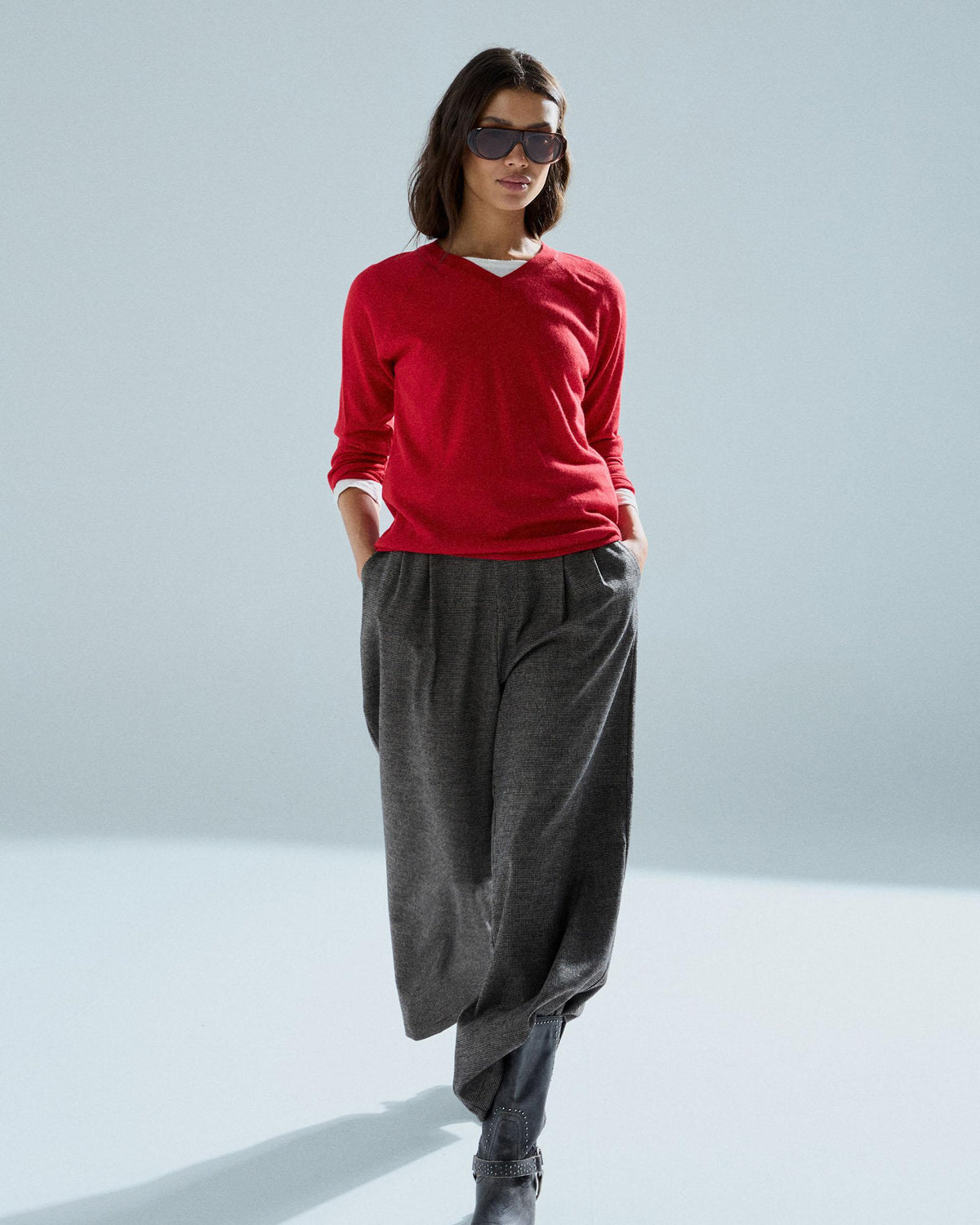 Jersey Básico Escote Pico Rojo