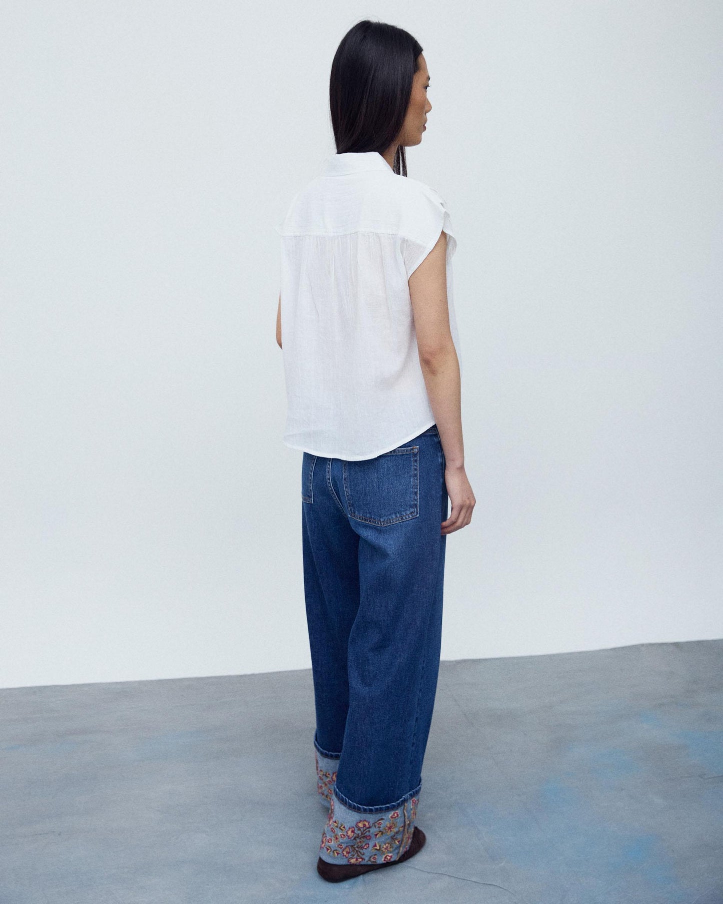 Camisa Sin Mangas Pliegues Blanca