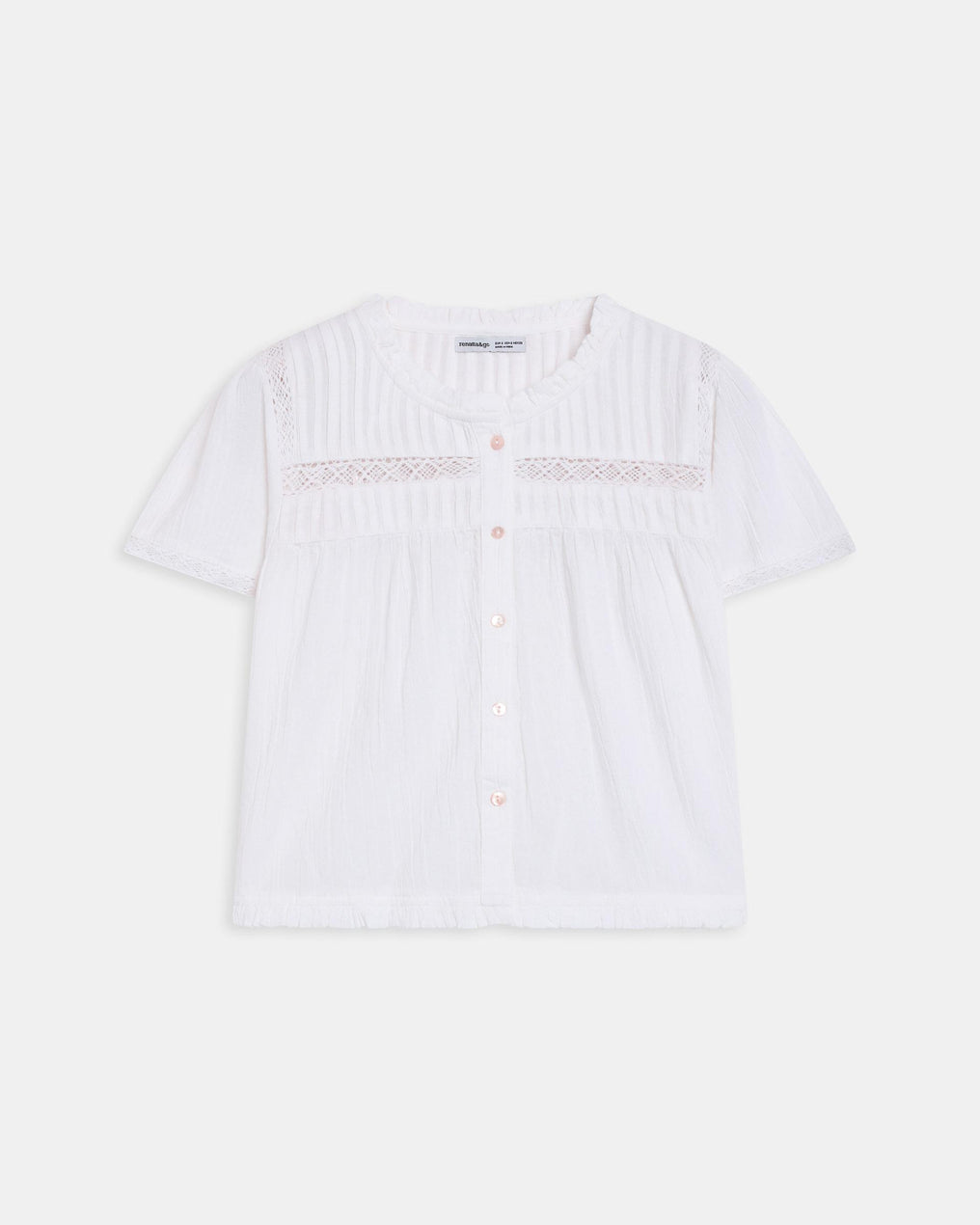Blusa Manga Corta Puntillas Blanca