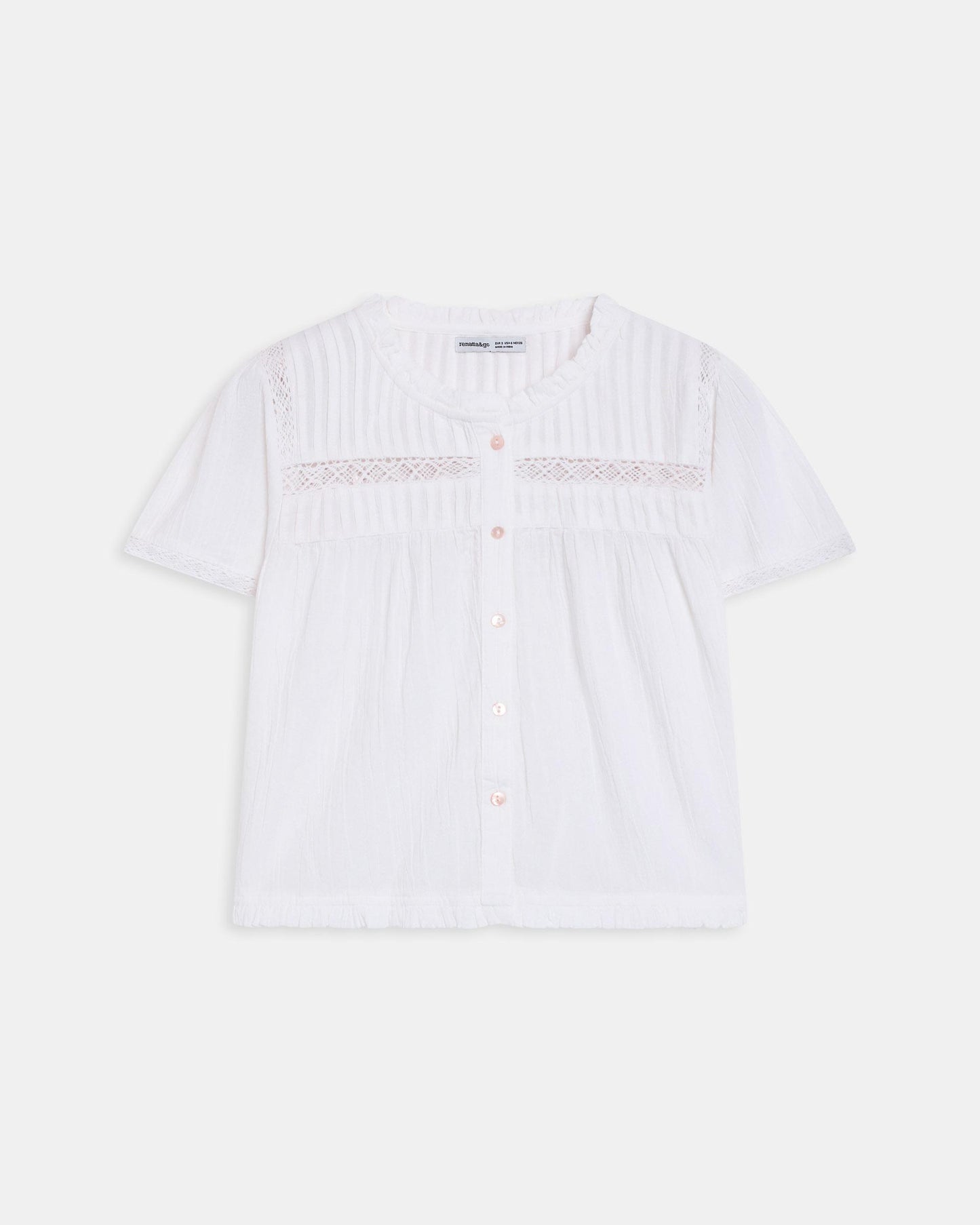 Blusa Manga Corta Puntillas Blanca