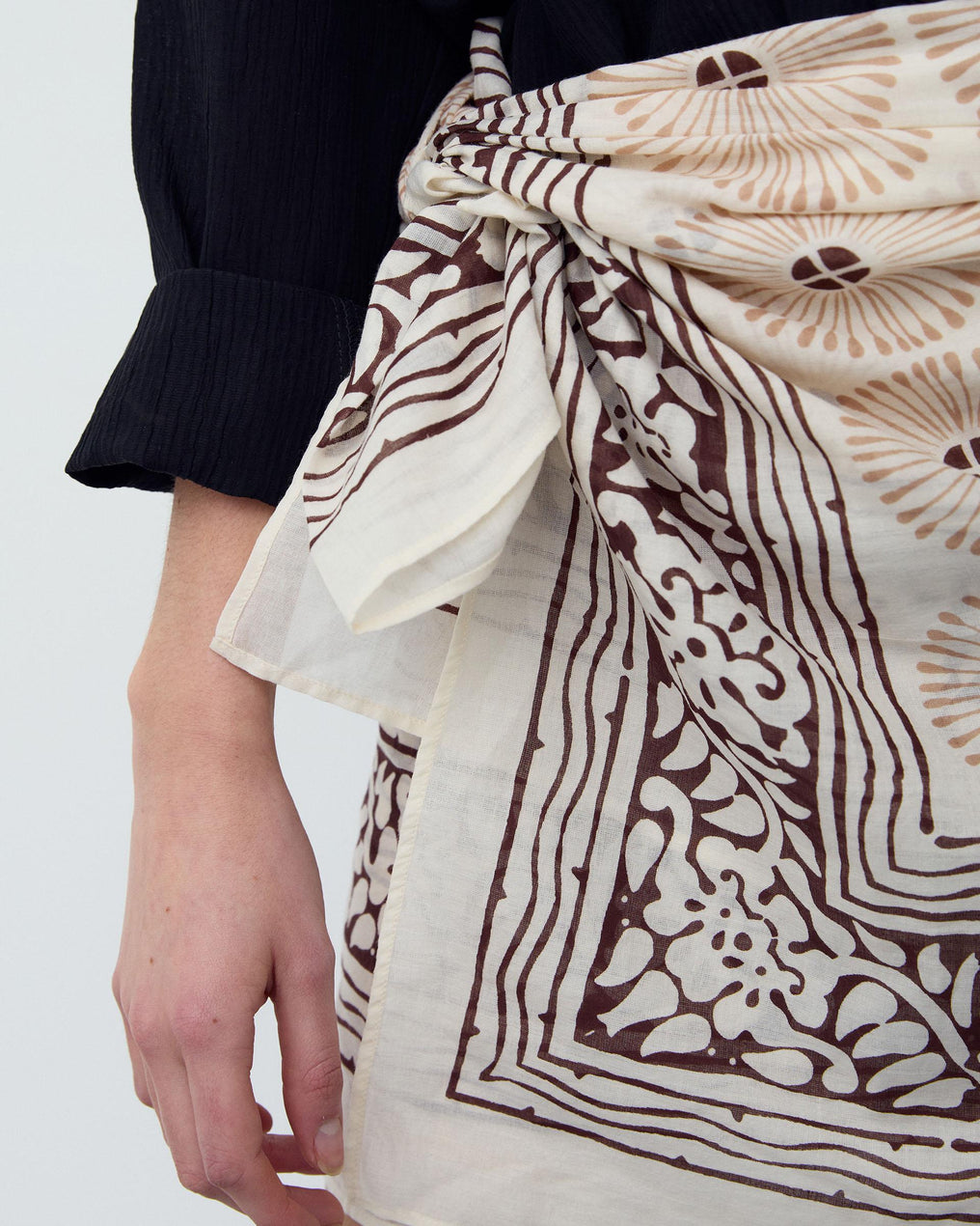 Pareo Estampado Africano Cenefa Bege
