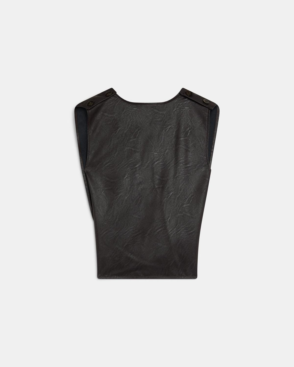 Brown Faux Leather Wrap Top