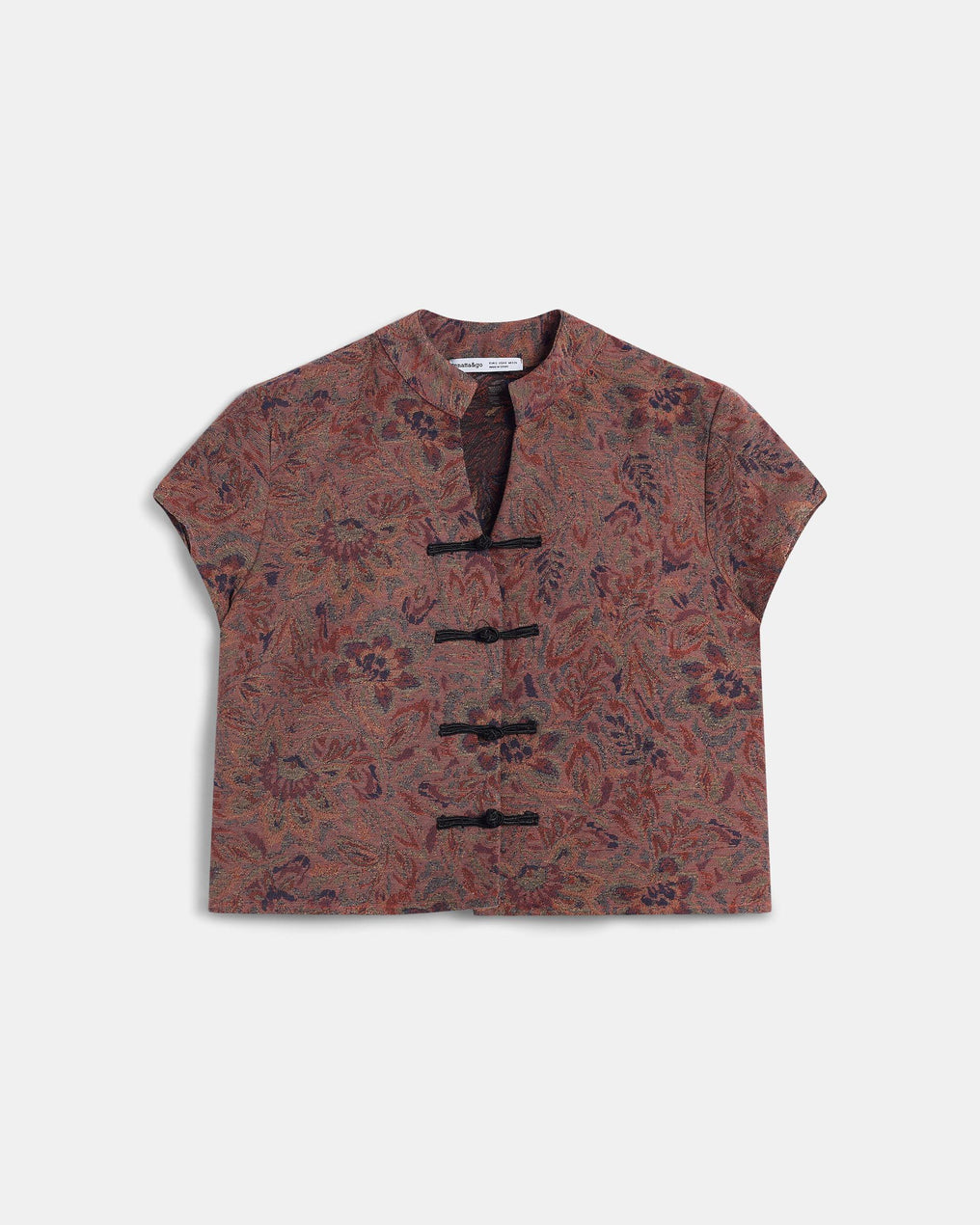 Top Jacquard Estampado Floral Teja