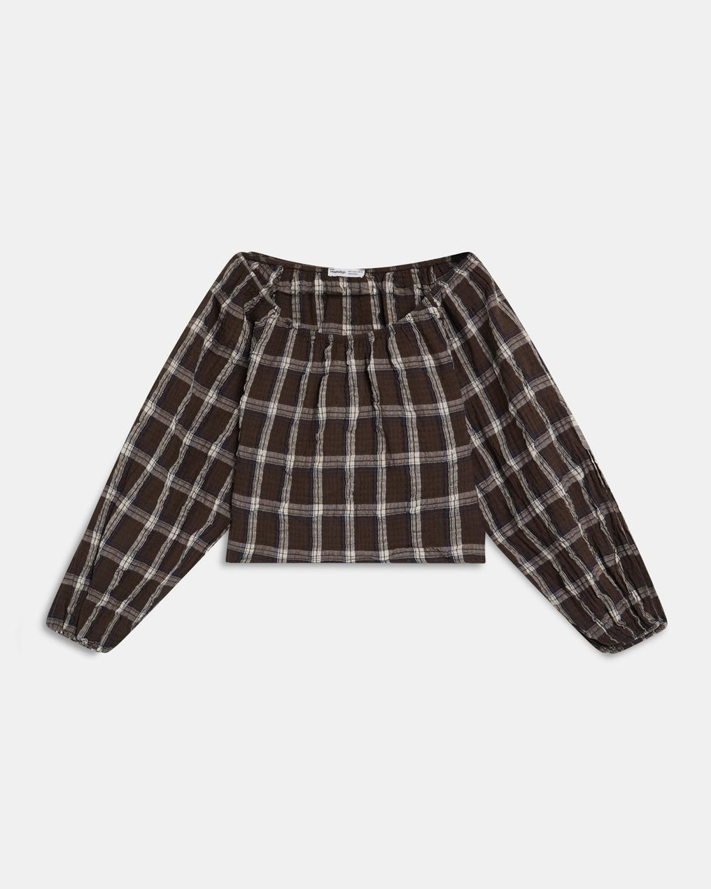 Itsasontzi eskotedun koadrodun blusa marroia