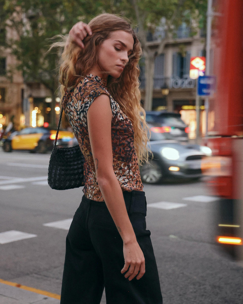 Top Tul Cuello Mao Estampado Multicolor