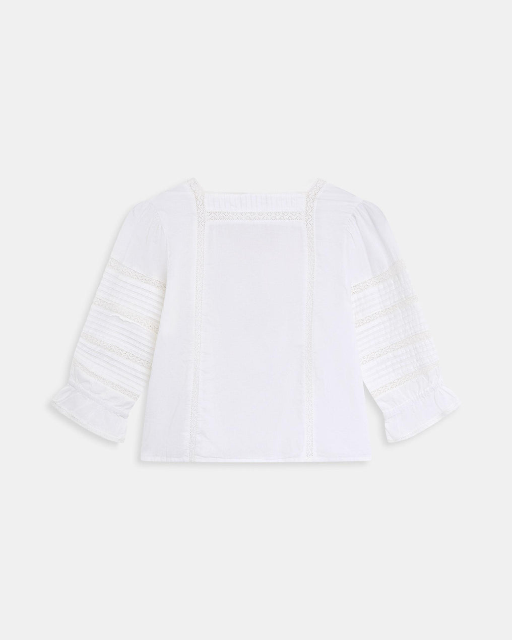 Blouse Col Carré Dentelles Blanc