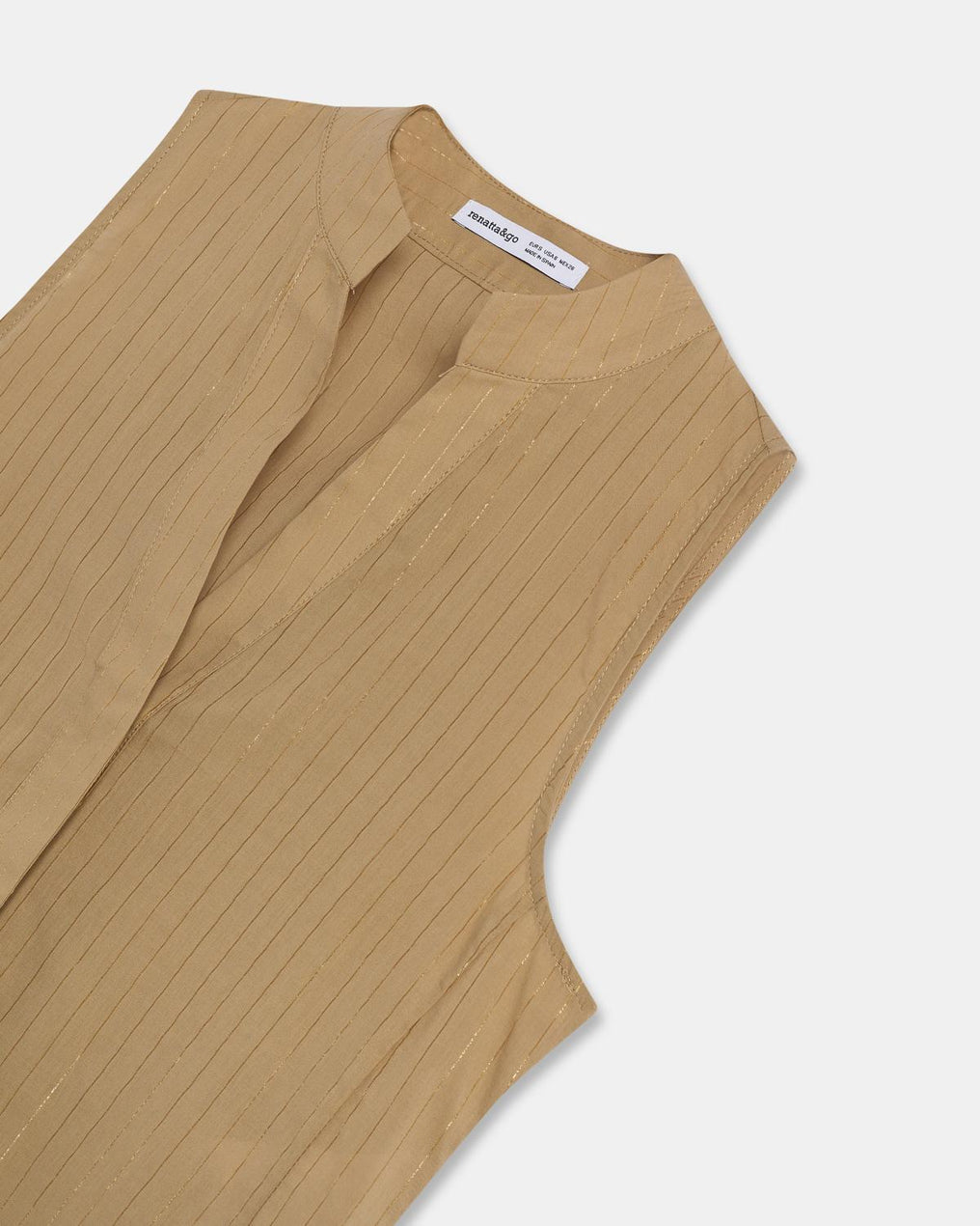 Top Escote Pico Rayas Lurex Camel