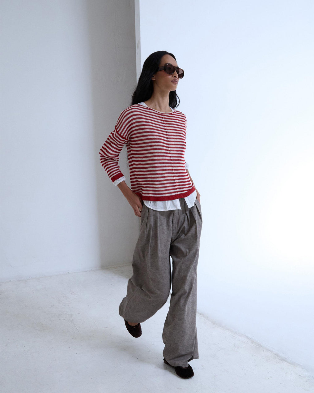 Pantalón Triple Pinza Espiga Taupe
