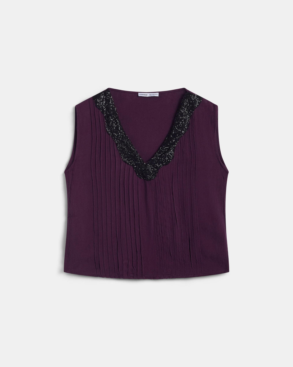 Top Lentejuelas Escote Pico Morado