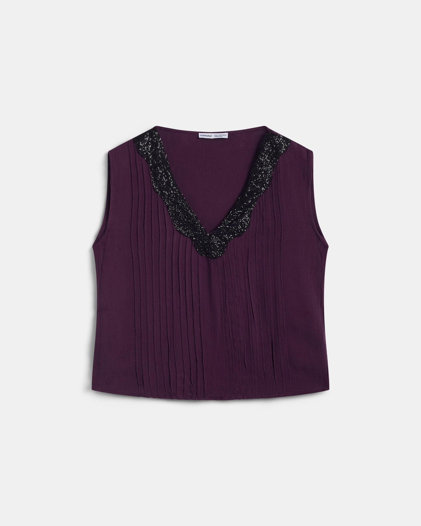 Top Lentejuelas Escote Pico Morado